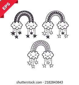 Print ready vector design for printing item, Black and white view