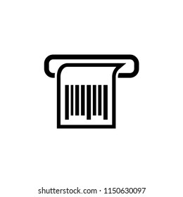 Print Receipt, Barcode Chek. Flat Vector Icon illustration. Simple black symbol on white background. Print Receipt, Barcode Chek sign design template for web and mobile UI element