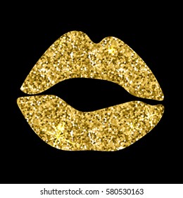 Print of red lips. illustration on white background. Vector.