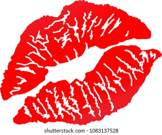 Print of red lips. Vector illustration.