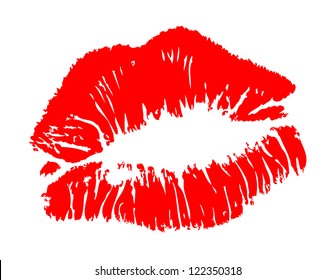 Print of red lips. Vector illustration.
