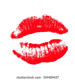 Print of red lips. Vector illustration on a white background. EPS