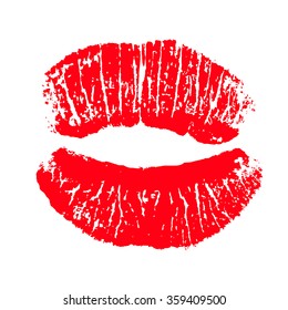 Print of red lips. Vector illustration on a white background. EPS