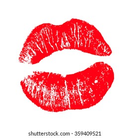 Print of red lips. Vector illustration on a white background. EPS