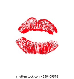 Print of red lips. Vector illustration on a white background. EPS