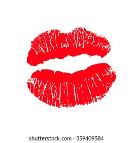 Print of red lips. Vector illustration on a white background. EPS