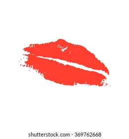 Print of red lips. Vector illustration on a white background. Romantic illustration for a wedding, print, celebration, holiday, invitations, web