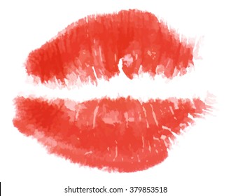 Print of red lips. Vector illustration.