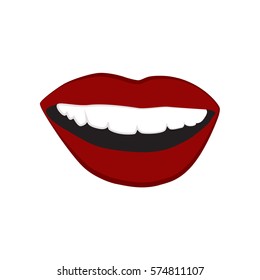 Print of red lips. Vector illustration.