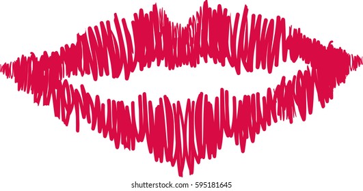 Print of red lips. Vector illustration.