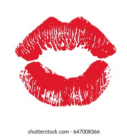 Print of red lips. Vector illustration on a white background. EPS