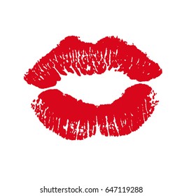 Print of red lips. Vector illustration on a white background. EPS