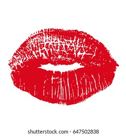Print of red lips. Vector illustration on a white background. EPS