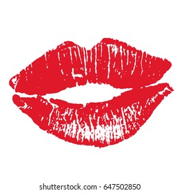 Print of red lips. Vector illustration on a white background. EPS