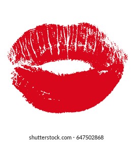 Print of red lips. Vector illustration on a white background. EPS