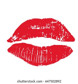 Print of red lips. Vector illustration on a white background. EPS