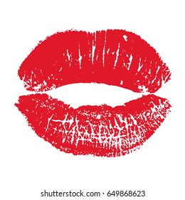 Print of red lips. Vector illustration on a white background. EPS
