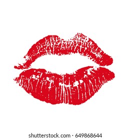Print of red lips. Vector illustration on a white background. EPS