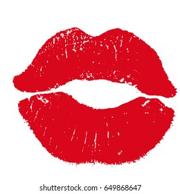 Print of red lips. Vector illustration on a white background. EPS