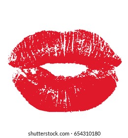 Print of red lips. Vector illustration on a white background. EPS