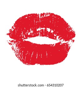 Print of red lips. Vector illustration on a white background. EPS