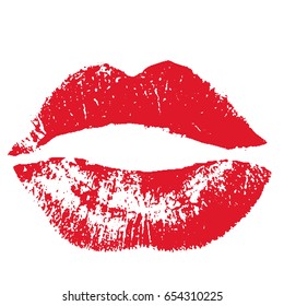 Print of red lips. Vector illustration on a white background. EPS