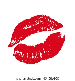 Print of red lips. Vector illustration on a white background. EPS