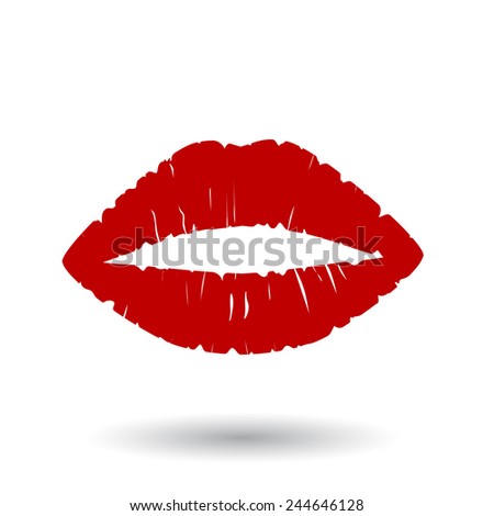 Print of red lips. Vector illustration.