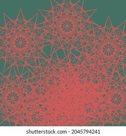 Print Red Santa Complicated Bright Sharp Folk Background. Ornamental Light Christmas Winter Colorful Mystery Green Illustration. Luxury Lace Dark Satanic Stars Chaotic Monochrome Mandala Ornament.