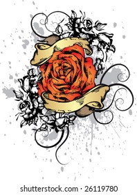 Print rose for T-shirt