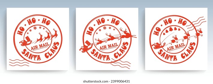 Print with Santa Claus silhouette in red cap,  design component.