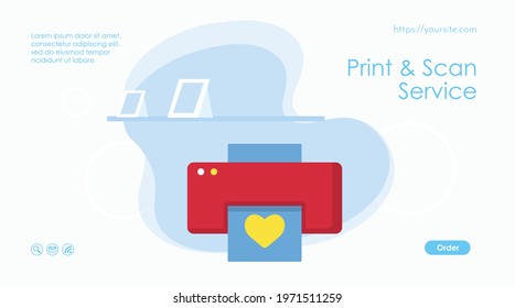 Print and scan service web page or banner template