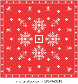 Print for a scarf, shawl, headscarf, bandana, hijab and other textiles. Simple trendy design with abstract oriental ornaments. 