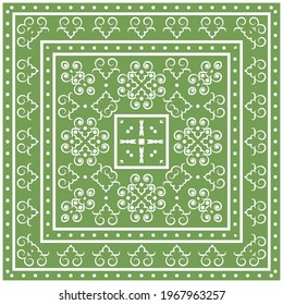 Print for a scarf, shawl, headscarf, bandana, hijab and other textiles. Simple trendy design with abstract oriental ornaments. 