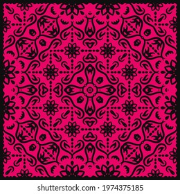 Print for a scarf, shawl, headscarf, bandana, hijab and other textiles. Simple trendy design with abstract oriental ornaments. 