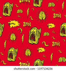Print with scary zombies for halloween party