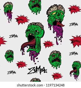 Print with scary zombies for halloween party