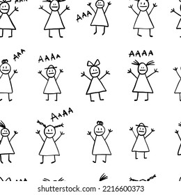 Print and screaming woman  Lot different panic girl  Funny   creepy pattern