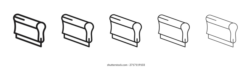 Imprimir símbolo do ícone da tela em linha fina, contorno preto e estilo de traçado