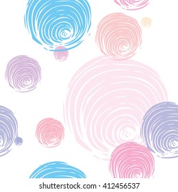 Print. Seamless background - swirls, stylized balls on a white background.