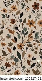 Print seamless flower branch background pattern.