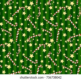 print, seamless New Year's sample from stars and lollipops
