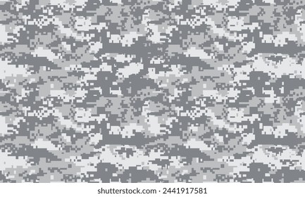 Print seamless pattern. Abstract military or hunting repeated camouflage background. black and white gray. Vector illustration.