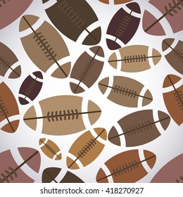 Print of seamless pattern of american football balls. Gridiron's balls vector illustration.