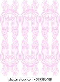 print, seamless pattern of pink curls, waves, Art Nouveau, vector illustration
