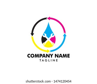 Print service digital solutions colorful logo design idea, Sign and symbol for printing business