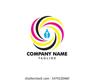 Print service digital solutions colorful logo design idea, Sign and symbol for printing business
