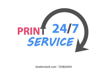 Print service flat concept. Vector illustration. Element template for design.