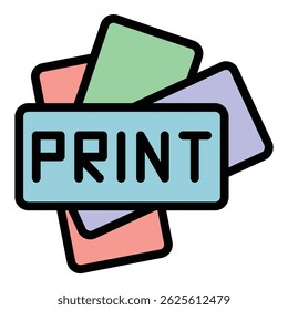 Icono de servicio de impresión. Icono de Vector del servicio de impresión de contorno para el Diseño web aislado en el color de fondo blanco plano