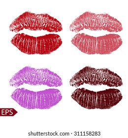 Print  set of pink lips. Vector illustration on a white background. EPS